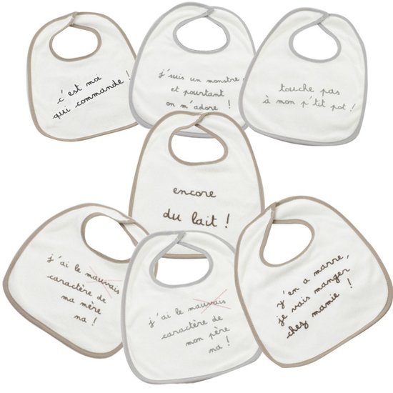 7 bavoirs à message