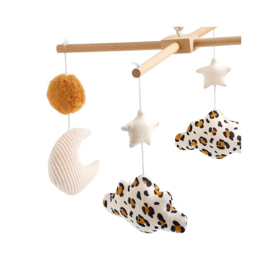 Sauthon Mobile Musical Bois Léopard Ecru/Noir/Caramel  Sauthon Mobile Musical Bois Léopard Ecru/Noir/Caramel