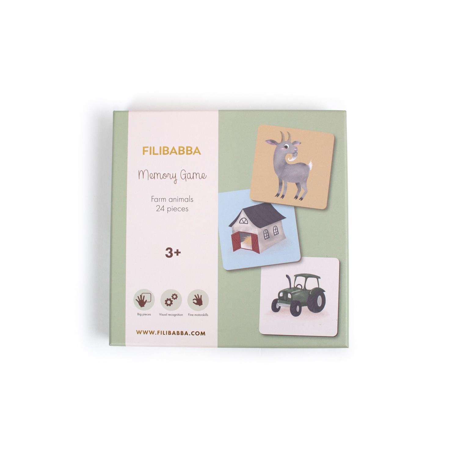 Jeu Memory 24 pcs Animaux de la ferme MULTICOLORE Filibabba