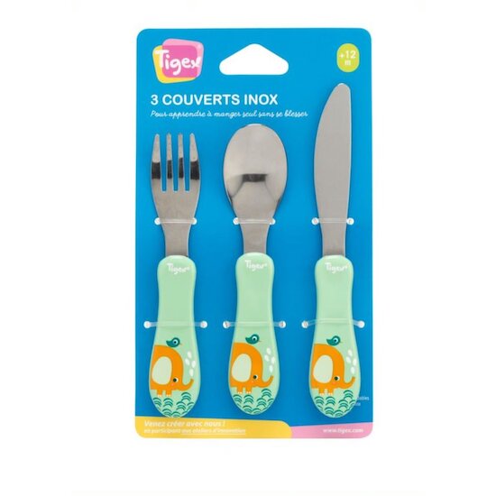Tigex 3 Couverts Inox Vert  Tigex 3 Couverts Inox Vert