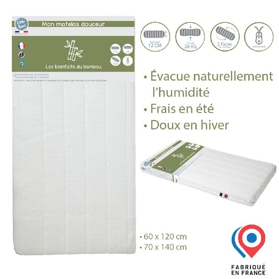 Little Band Matelas douceur déhoussable Blanc 60x120 cm Little Band Matelas douceur déhoussable Blanc 60x120 cm
