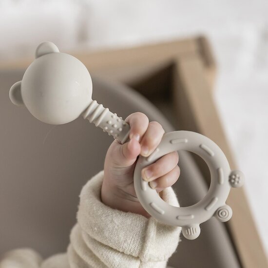 Nattou Hochet silicone ours Argile  Nattou Hochet silicone ours Argile