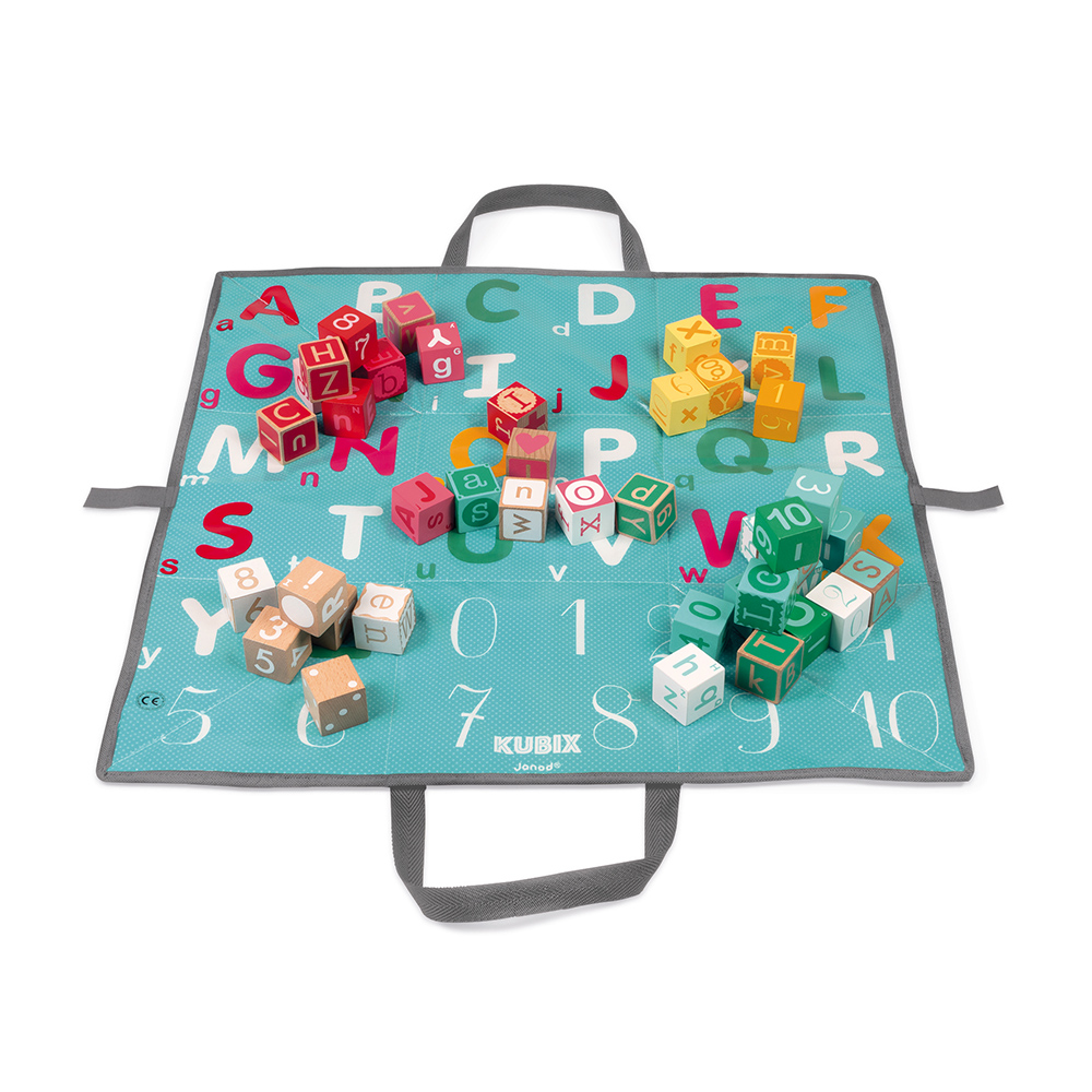 Kubix - 40 Cubes Lettres + Chiffres MULTICOLORE Janod