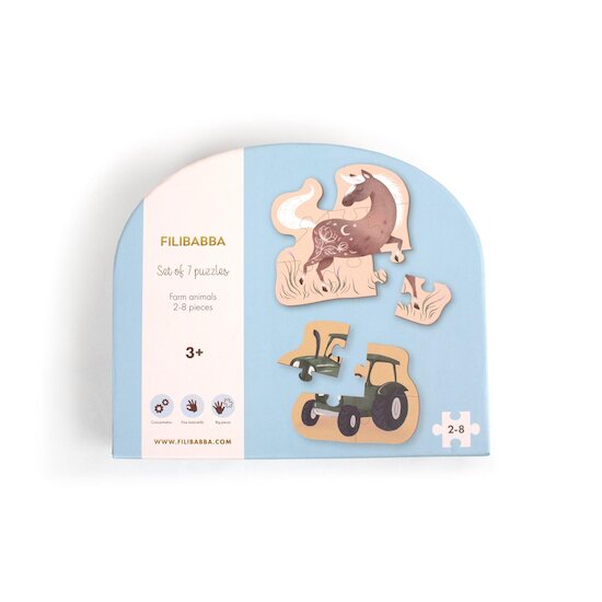 BB&Co Set de 7 puzzles Animaux de la ferme Multicolore 