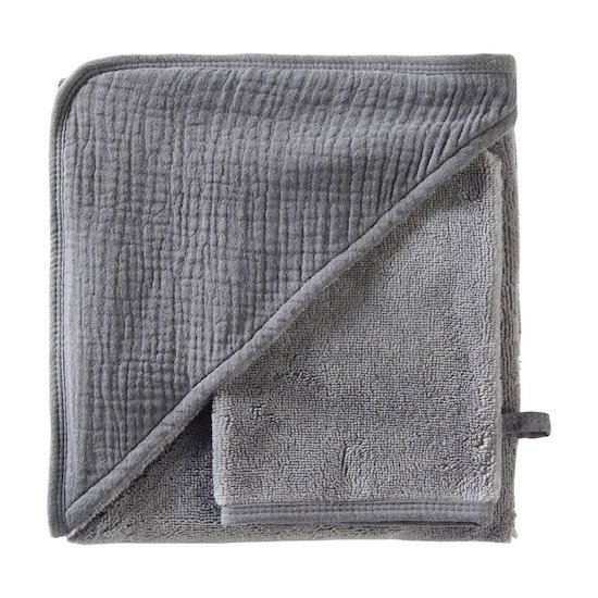 BB&Co Cape de bain et gant de toilette Mix & Match Gris 