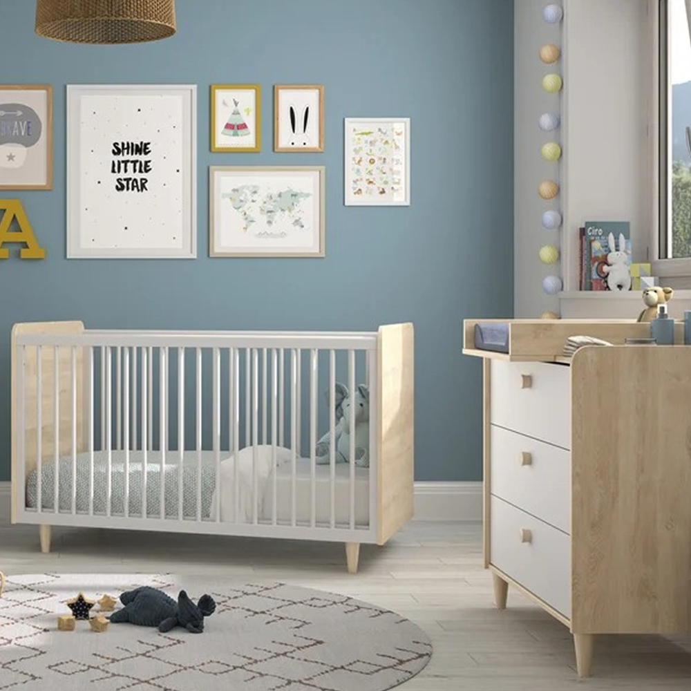 Chambre Duo Noam : lit 70x140, Commode avec Plan à Lager Bébé Lune