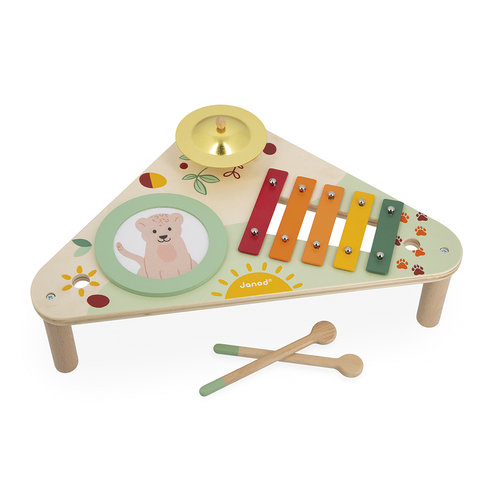 Table Musicale Bois - Table Avec 3 Jouets Musicaux - Découverte Des Sons Avec Léo Le Lionceau MULTICOLORE Janod