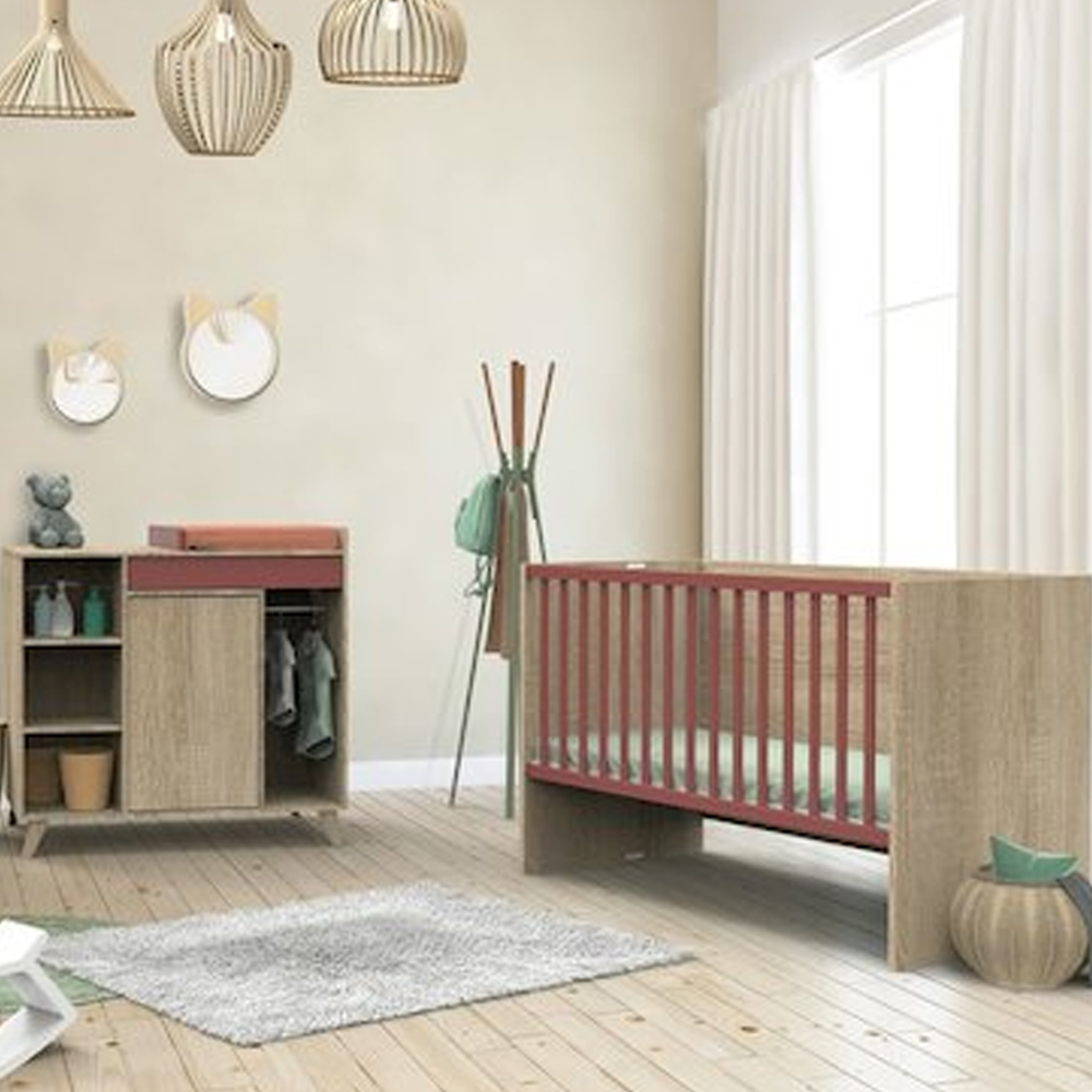 Chambre Duo Nova : lit 70x140, commode à langer évolutive Sauthon