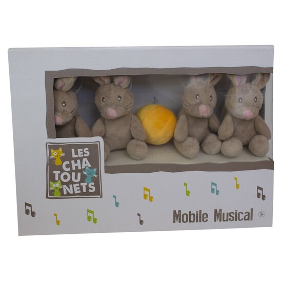 Les Chatounets Mobile musical Etoile blanc/taupe 