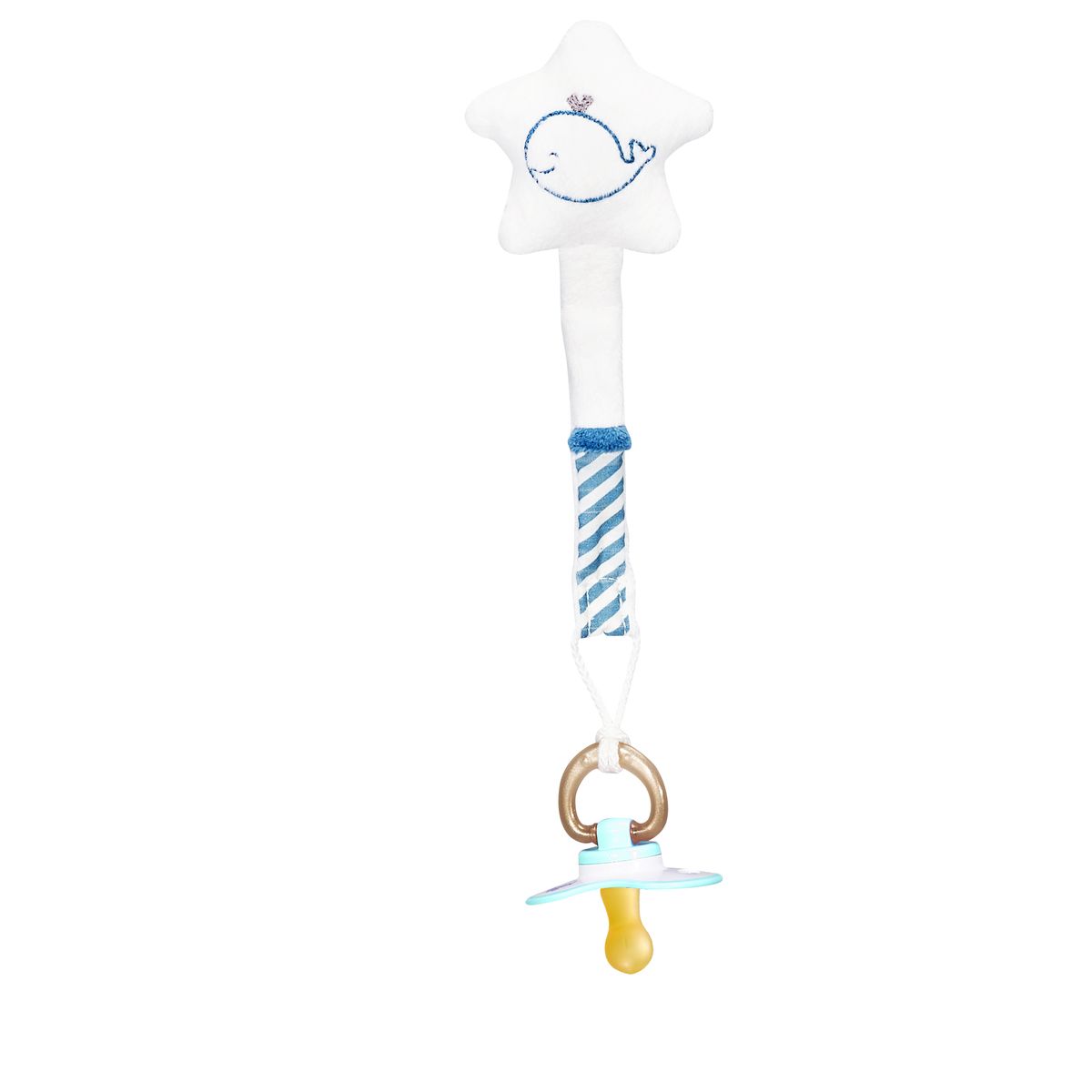 Attache-sucette Blue baleine BLANC Sauthon