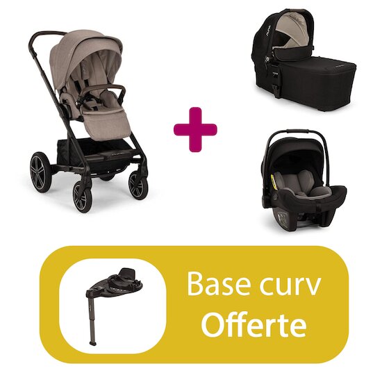 Nuna Pack Poussette trio Mixx next Caviar+ nacelle Mixx next + coque Pipa Next = base curv offerte  