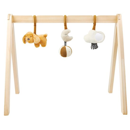 Nattou Charlie arche en bois avec jouets à suspendre  Vanille/Caramel 