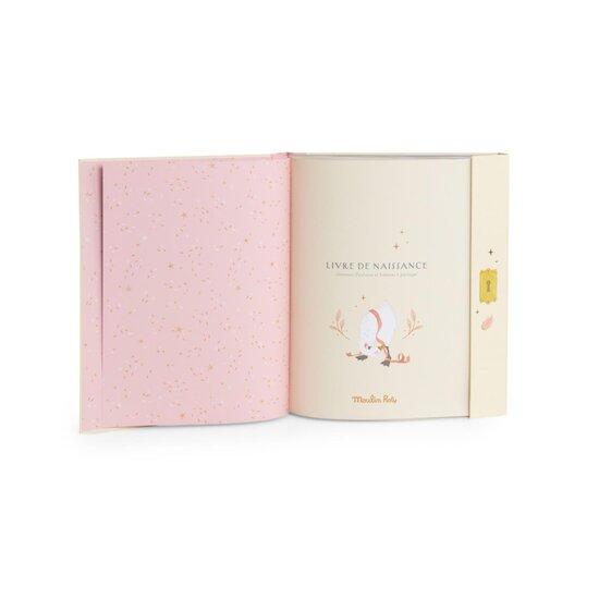 Moulin Roty Livre de naissance La petite école de danse Crème/rose  Moulin Roty Livre de naissance La petite école de danse Crème/rose