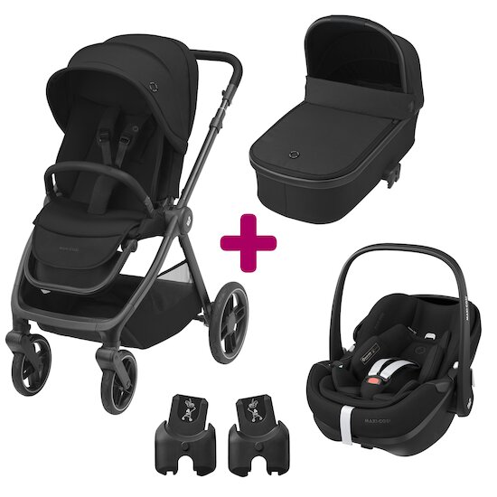 Maxi Cosi Pack poussette trio Oxford + nacelle Oria + coque pebble 360 pro Essential Black  