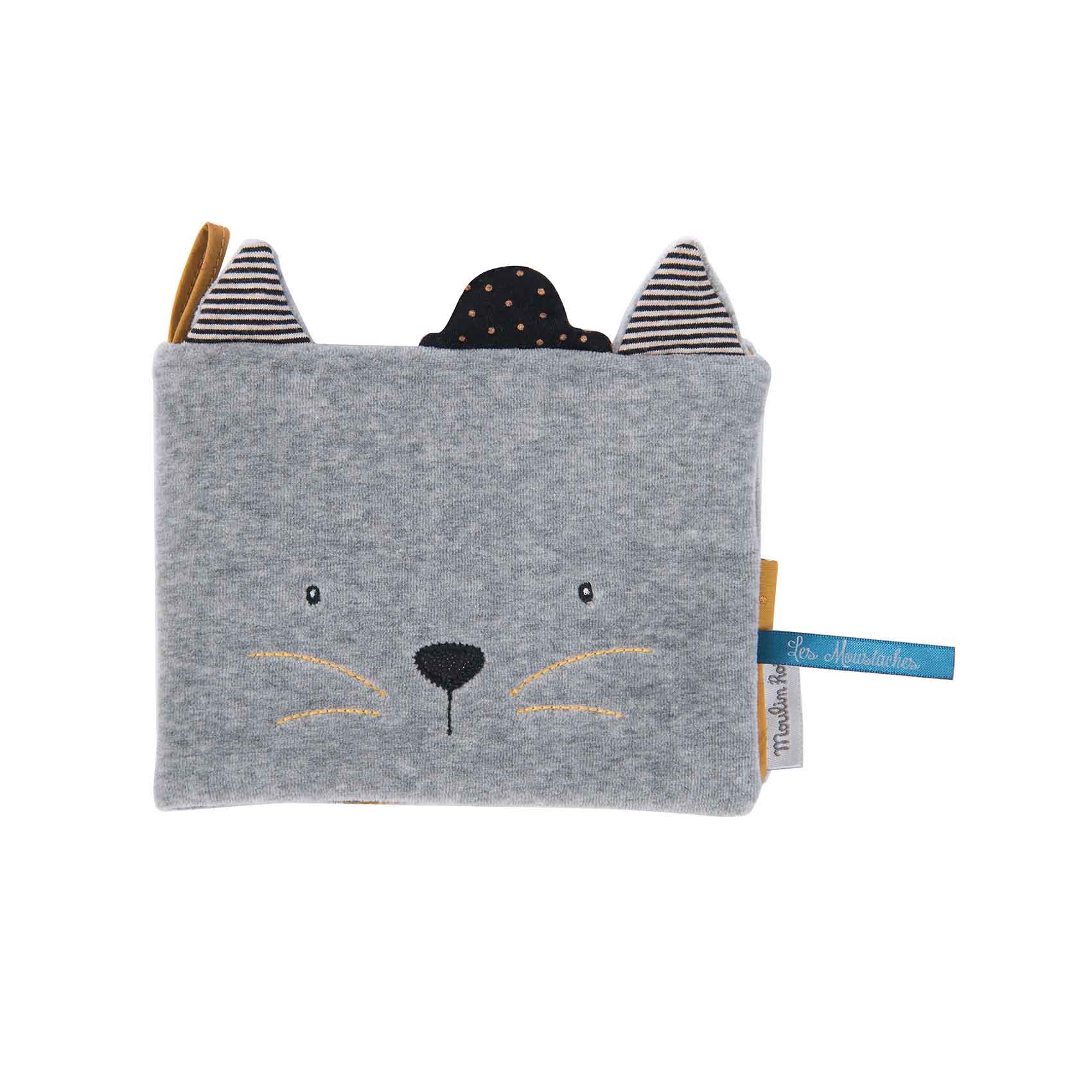 Anneau de dentition Chat gris Moustaches Moulin Roty