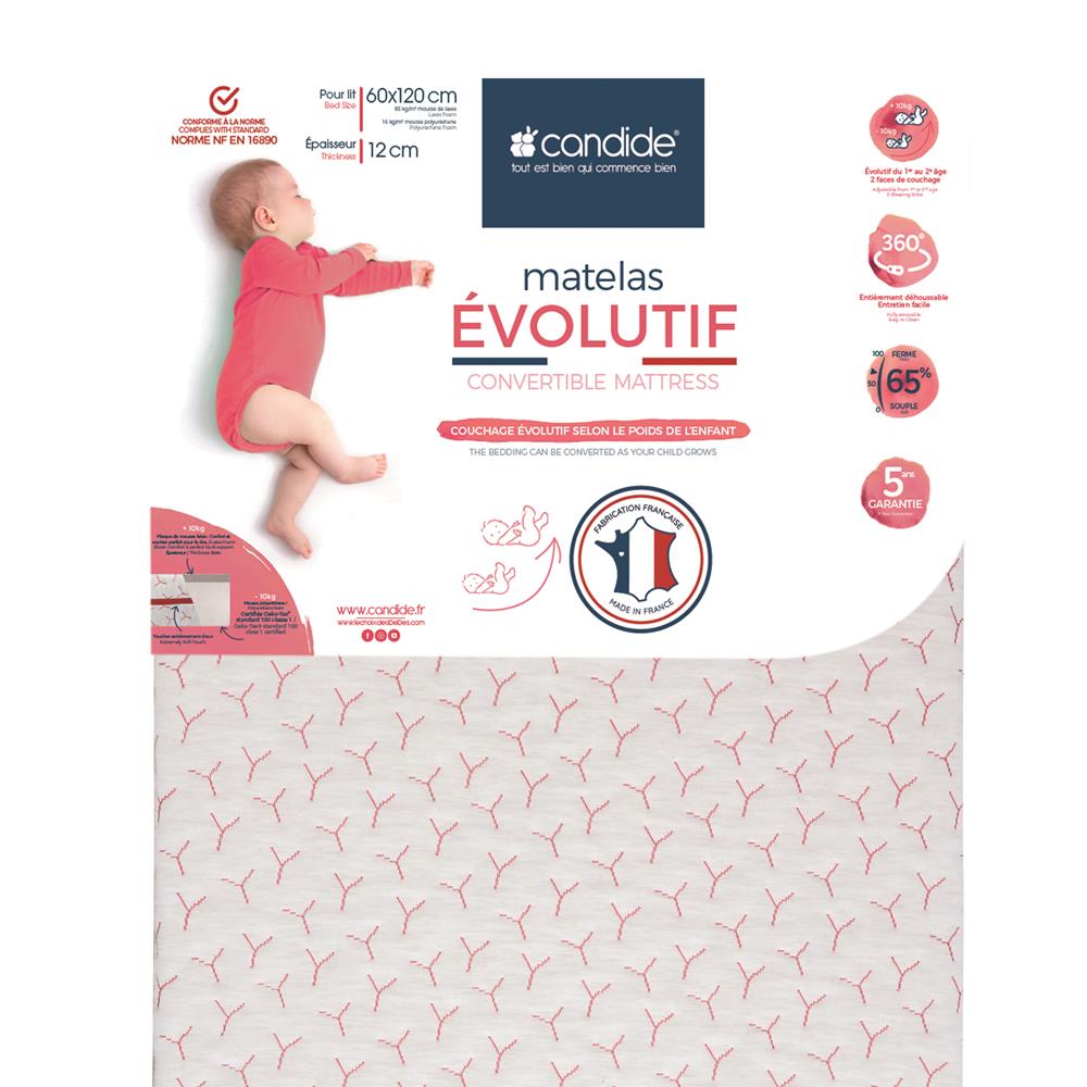 Matelas évolutif déhoussable BLANC Candide