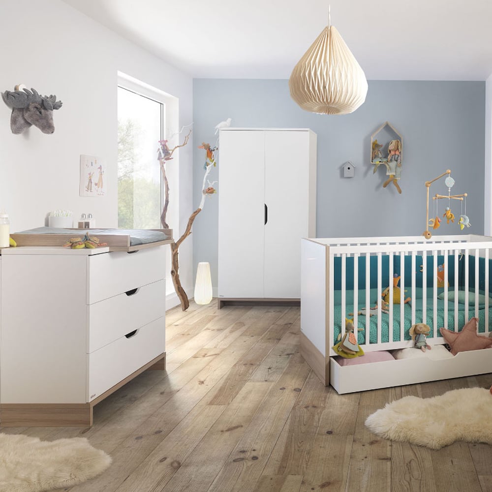 Chambre bébé complète Lilo : lit 70x140, commode, armoire Galipette