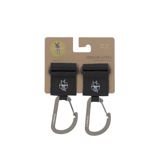 Lässig 2 attaches poussette avec mousqueton noir  Lässig 2 attaches poussette avec mousqueton noir
