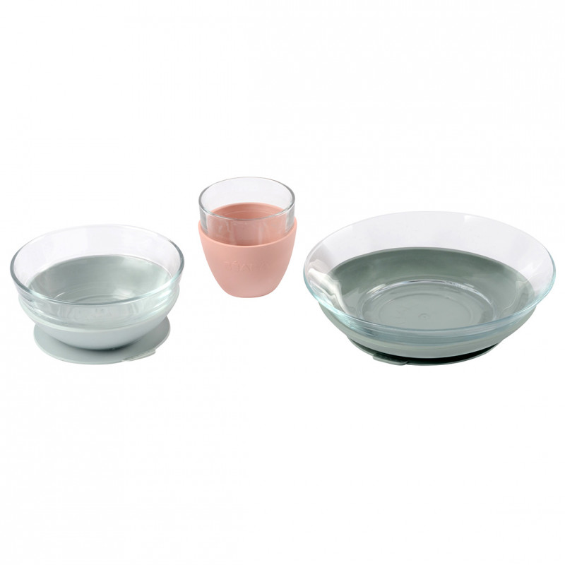 Beaba - Coffret repas verre Duralex VERT Béaba