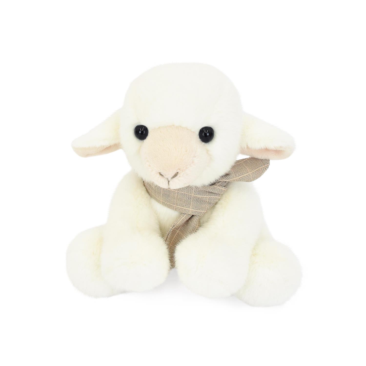 Doudou & Compagnie - Peluche petit agneau foulard BLANC Doudou & Compagnie