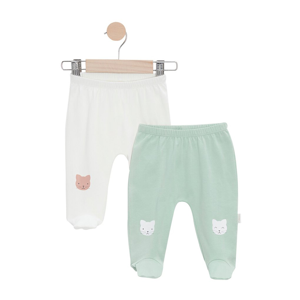 P’tit bisou - Lot de 2 Leggings Mon Trousseau Chaton VERT P’tit bisou