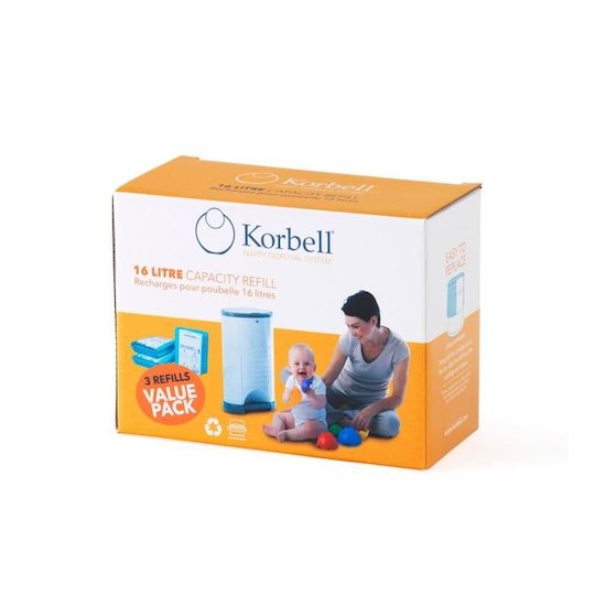 Korbell 3 recharges poubelle couche 16L  