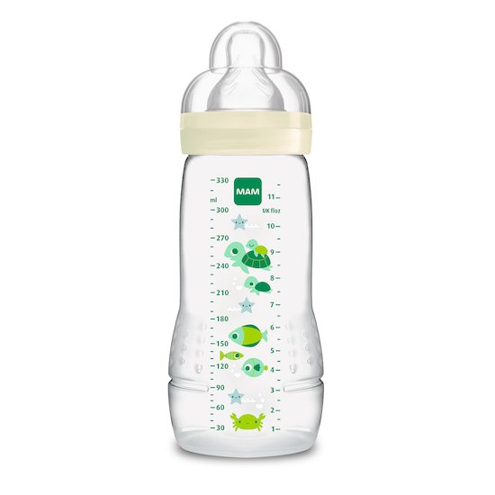 MAM Biberon verre, 170 ml – 0+ mois – Tétine débit 1, vitesse lente – Blanc  : : Bébé et Puériculture