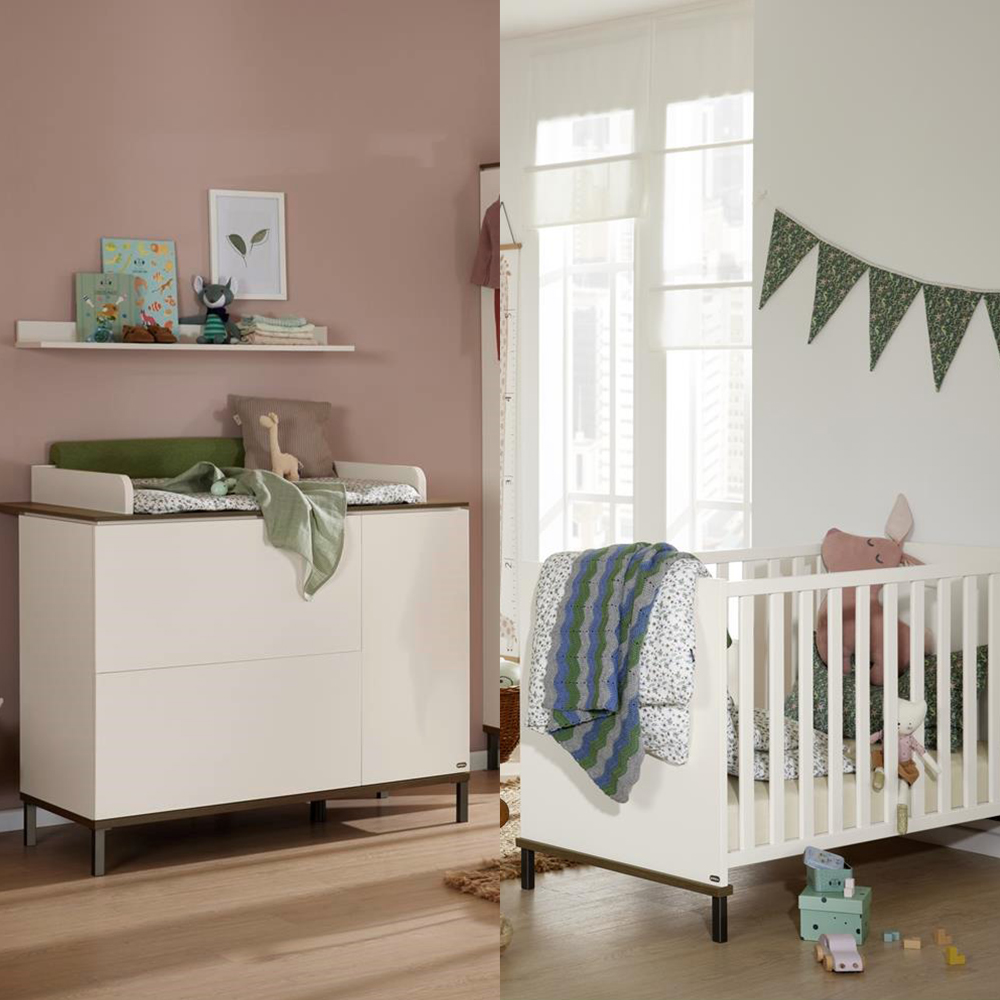 Chambre Duo Lovely Aliv : lit 60x120, commode Yuny by Paidi