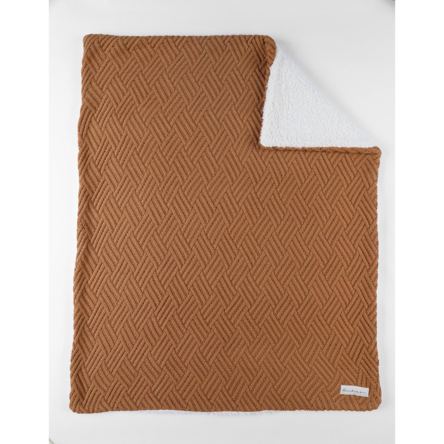Noukie's - Couverture tricot avec sherpa M&M24 MARRON Noukie's