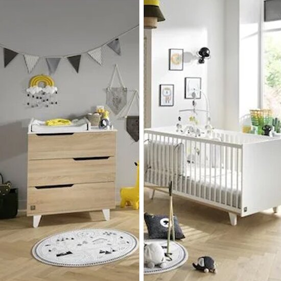 Sauthon Chambre Duo Baltic : lit 60x120, commode  