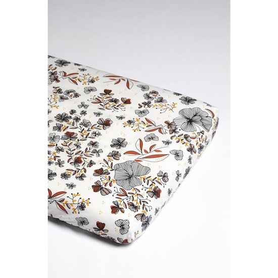 Kadolis Drap housse Coton Bio Flora - Berceau Flora 