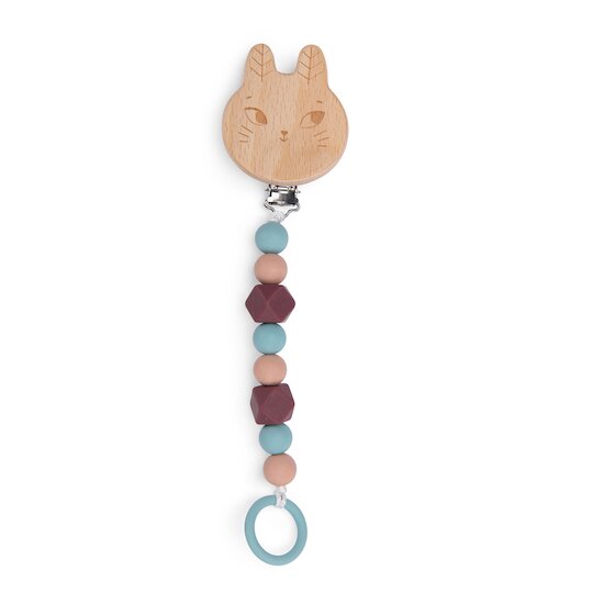 Moulin Roty Attache-tétine bois et silicone lapin Multicolore  Moulin Roty Attache-tétine bois et silicone lapin Multicolore