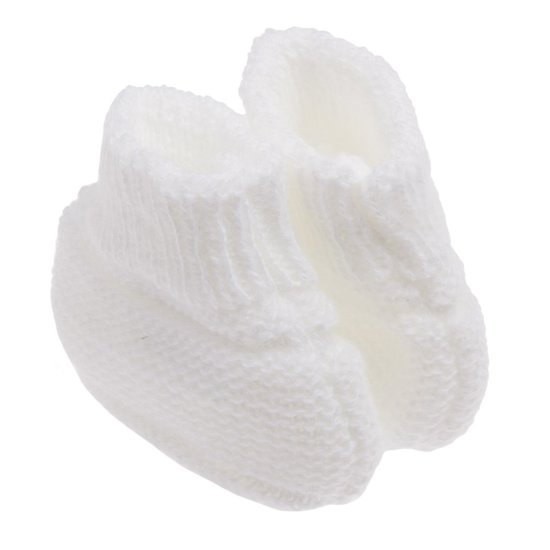 P’tit bisou Chaussons tricot Blanc Naissance