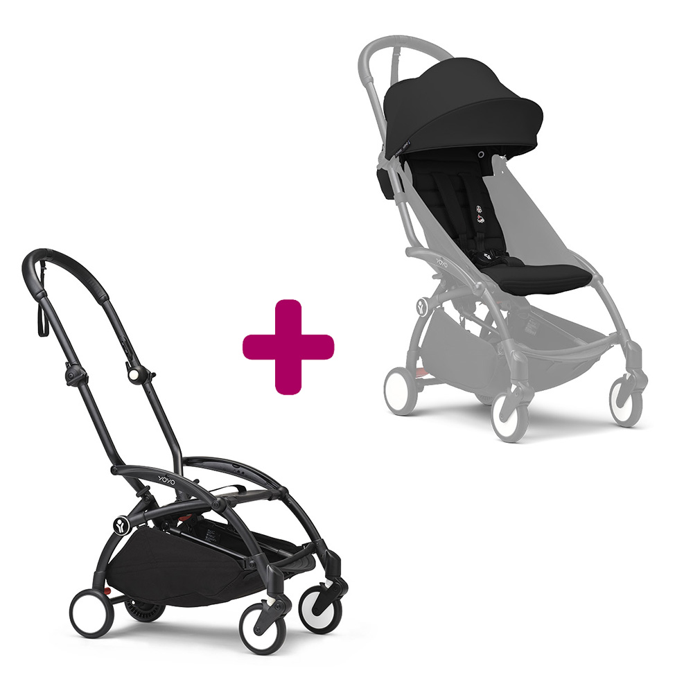 Stokke - Pack chassis poussette YOYO³ Noir + pack 6+ YOYO³ Noir  Stokke