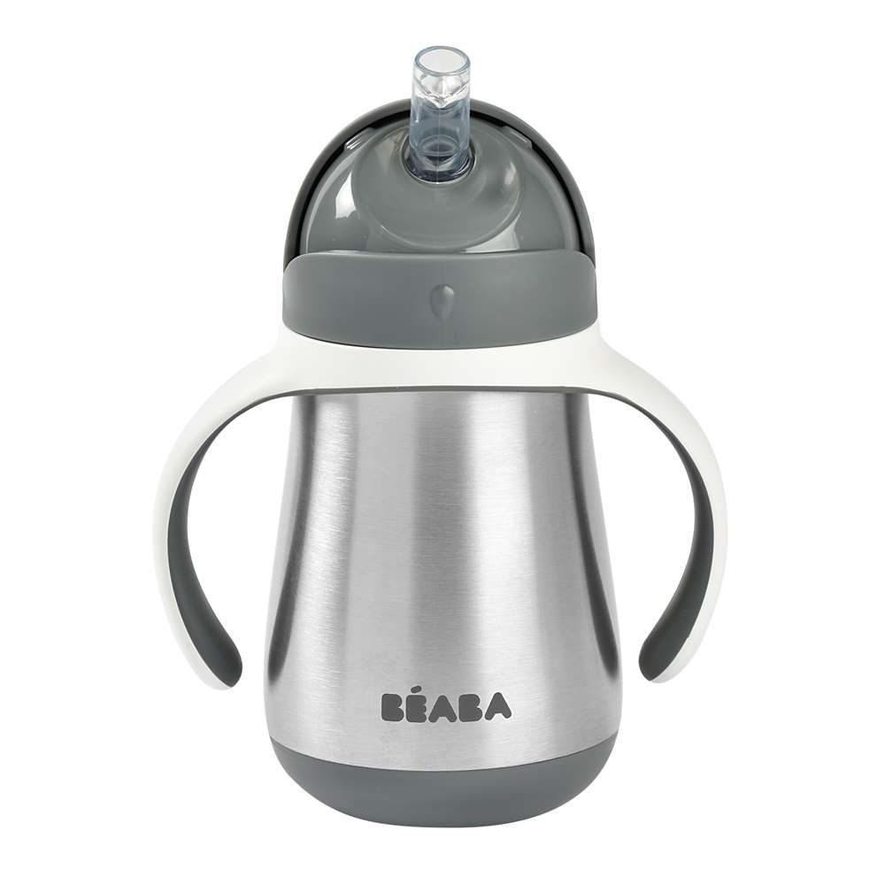 Beaba - Tasse paille inox GRIS Béaba