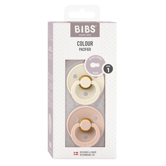 BIBS Tétines Colour 2 Pack Caoutchouc naturel Ivory/Blush 