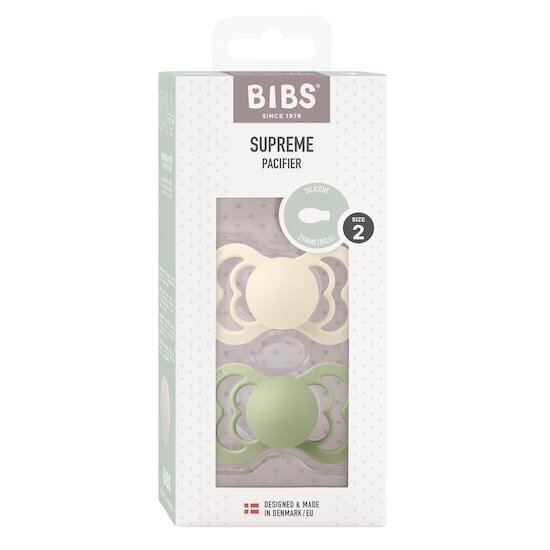 BIBS Tétines Supreme 2 Pack Silicone Ivory/Sage 