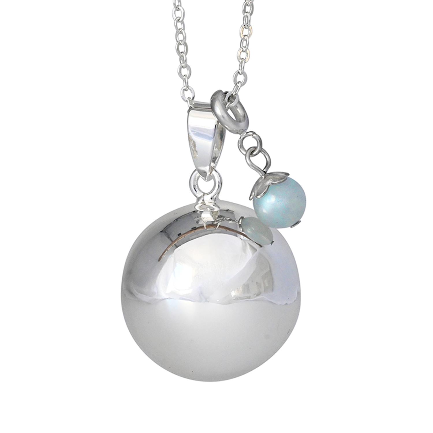Irréversible Bijoux - Bola de grossesse argent lisse pierre naturelle BLEU Irréversible Bijoux