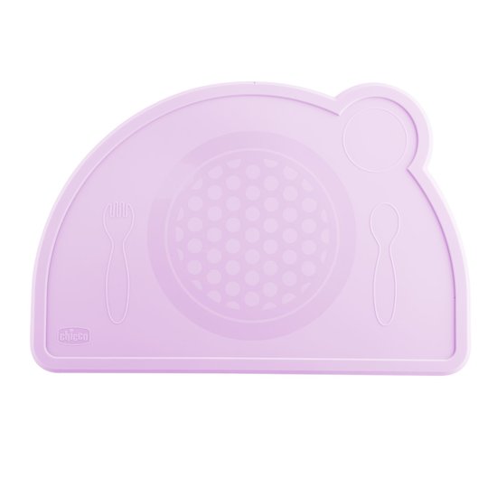 Chicco Set de table en silicone rose 18 mois +