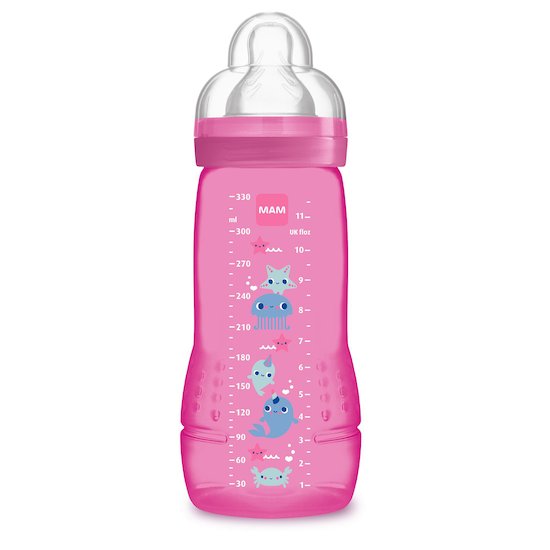 MAM Biberon Easy Active coloré 2ème âge Rose 330 ml