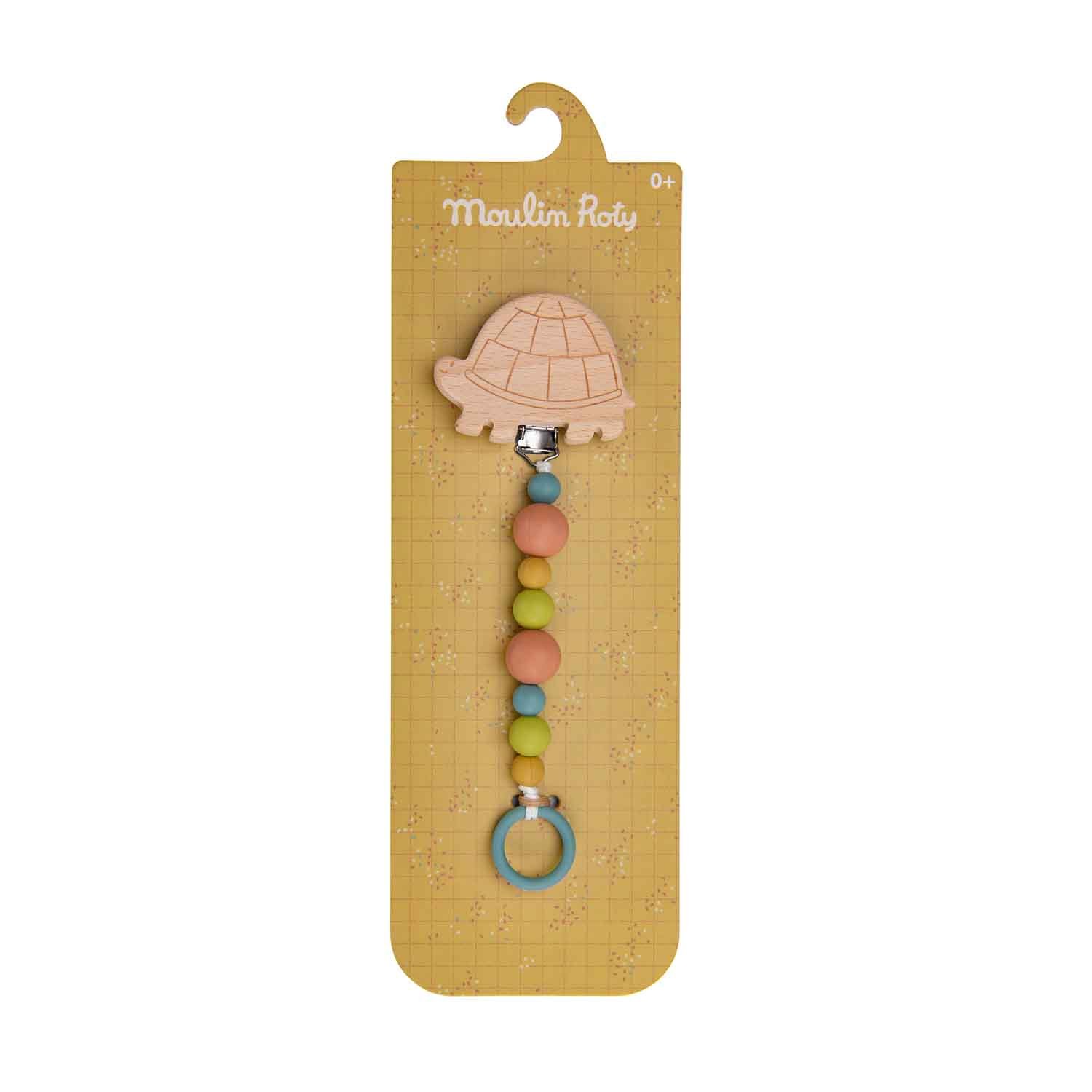 MOULIN ROTY - Attache-tétine bois et silicone tortue MULTICOLORE Moulin Roty