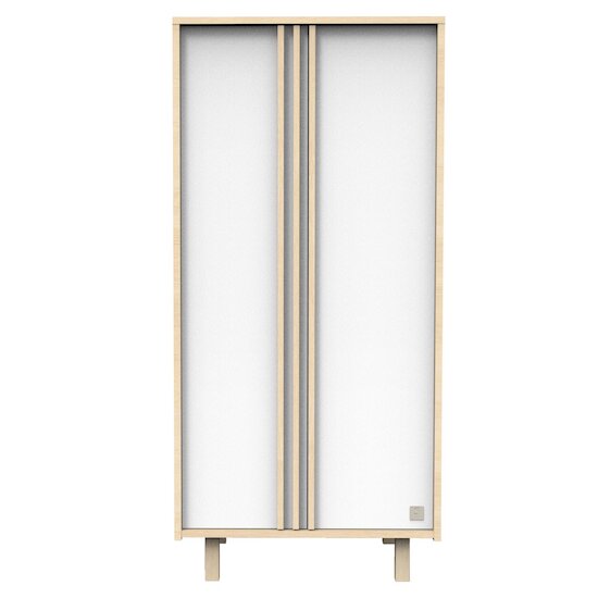 Sauthon Armoire 2 portes Nature Chêne Velours - Blanc 