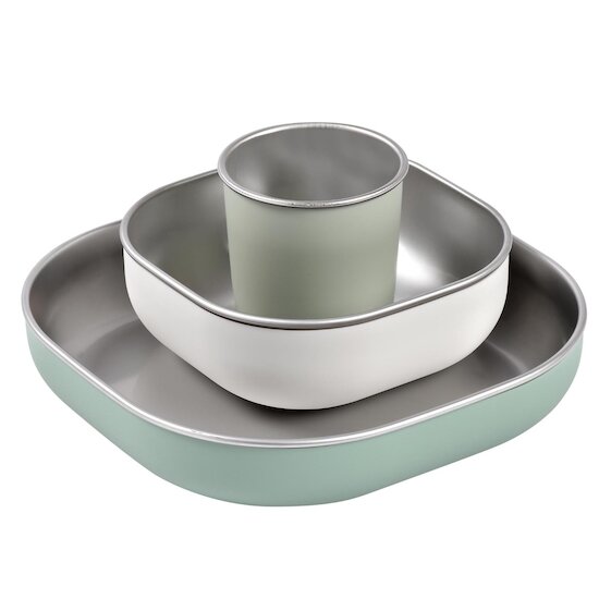 Béaba Coffret repas inox Sage green  Béaba Coffret repas inox Sage green