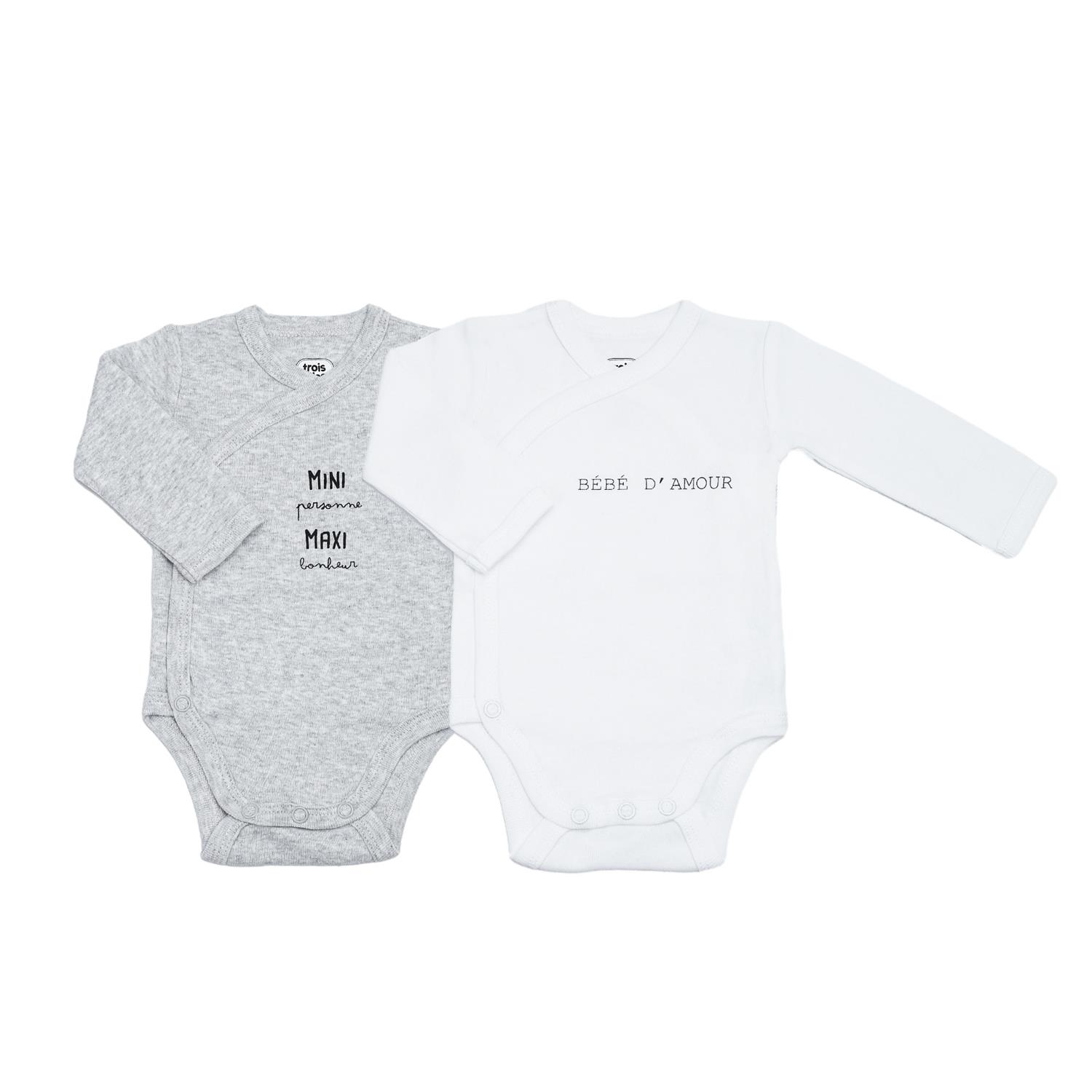 Lot de 2 body mini maxi GRIS Trois Kilos Sept