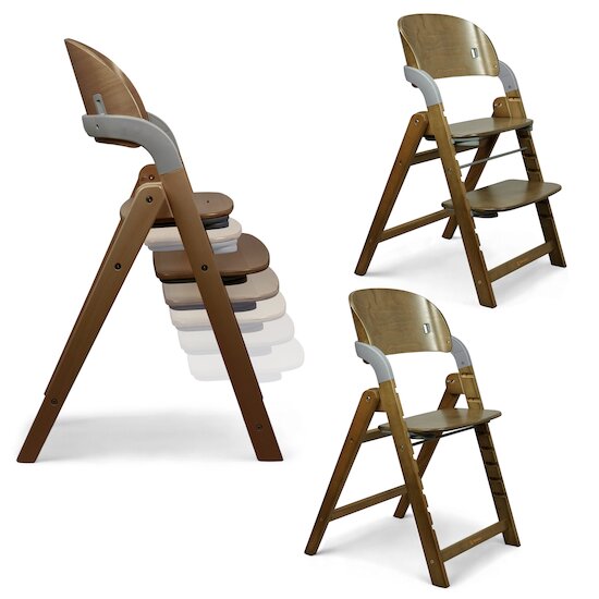 Renolux Chaise haute design pliante en bois Meridio Pecan Graphite  Renolux Chaise haute design pliante en bois Meridio Pecan Graphite