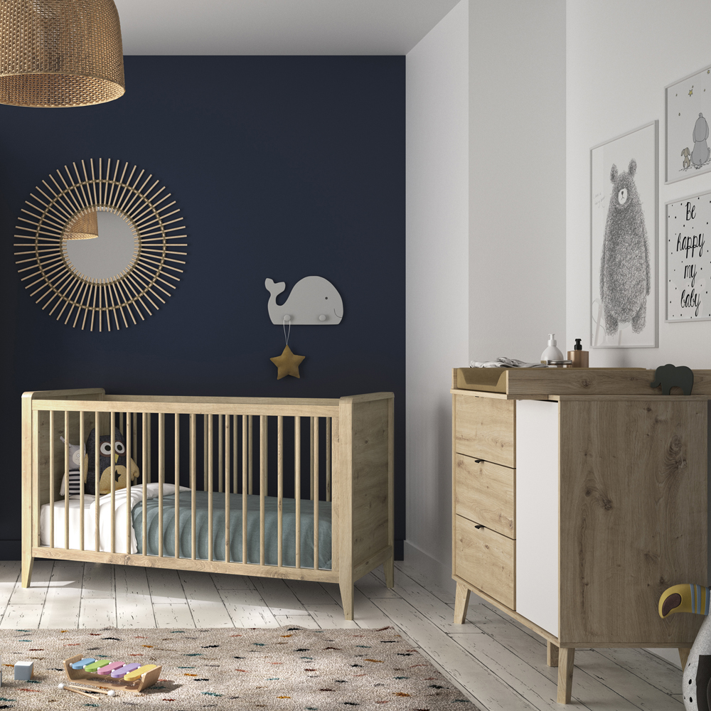 Chambre Duo Lison : lit 70x140, commode Bébé Lune