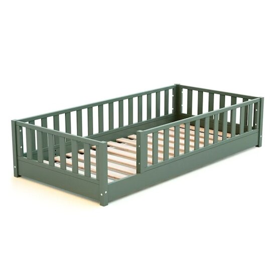 Jurababy Lit au sol enfant en bois Sonho Vert Sauvage 90x190 cm