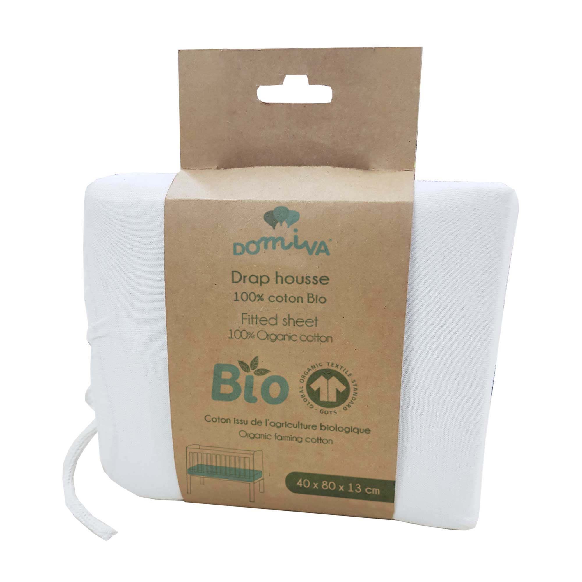 Domiva - Drap housse en coton bio BLANC Domiva