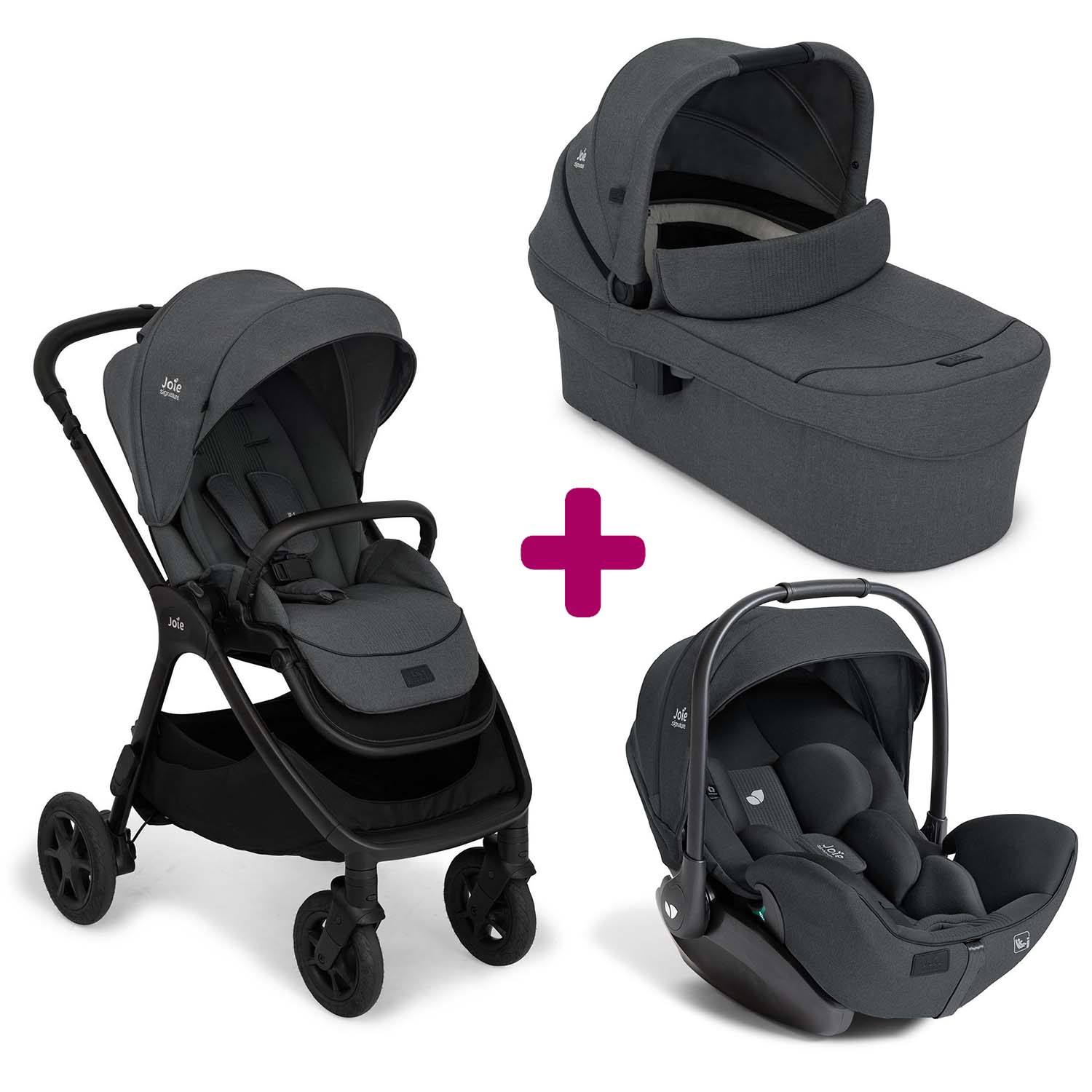 Pack poussette trio Finiti Ebony + nacelle Ramble XL Ebony + coque I-Level Pro Ebony Joie