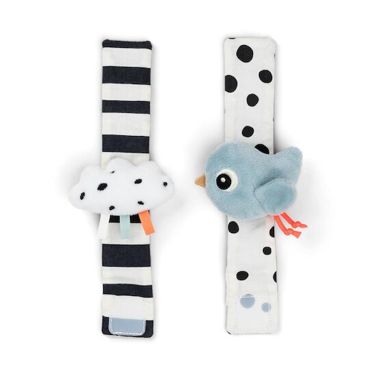 Done by Deer Bracelet hochet lot de 2 Happy clouds Bleu  Done by Deer Bracelet hochet lot de 2 Happy clouds Bleu